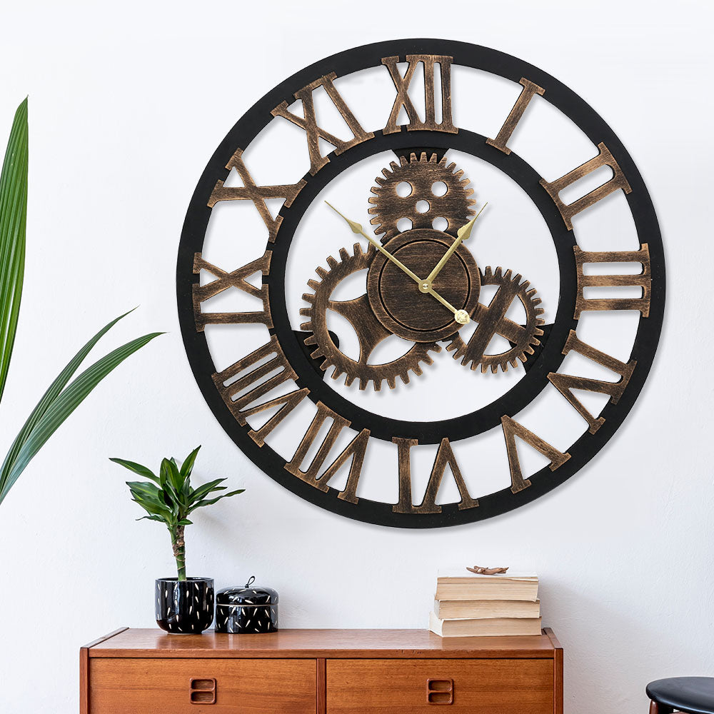 Luxury Skeleton Desk Clock Office Gold Metal Decorative Bird Modern