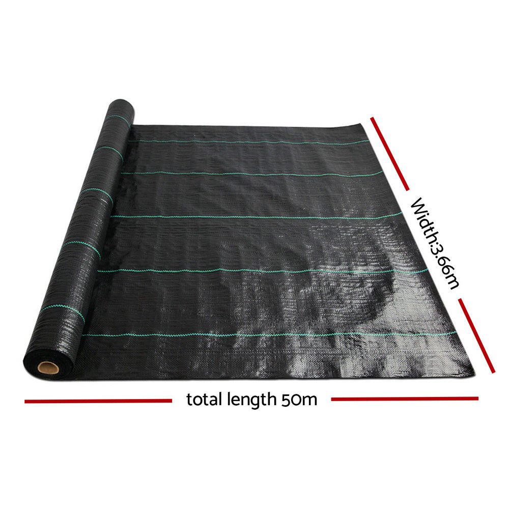 3.66mx50m Weedmat Weed Control Mat Woven Fabric Gardening Plant PE