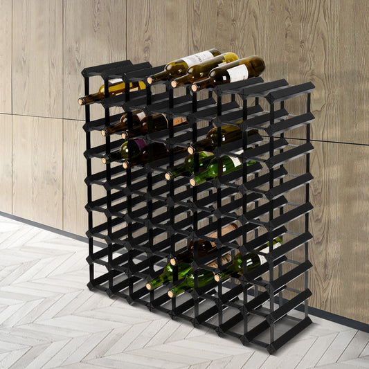 72 Bottle Timber Wine Rack Wooden Storage Wall Racks Holders Cellar - Black