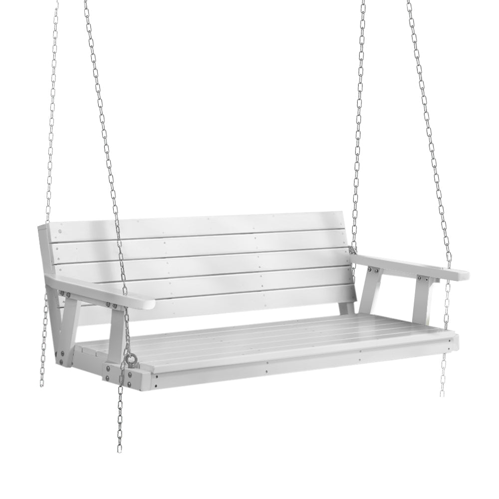 Harlow 3 Seater Porch Swing Chair with Chain Bench Wooden - White