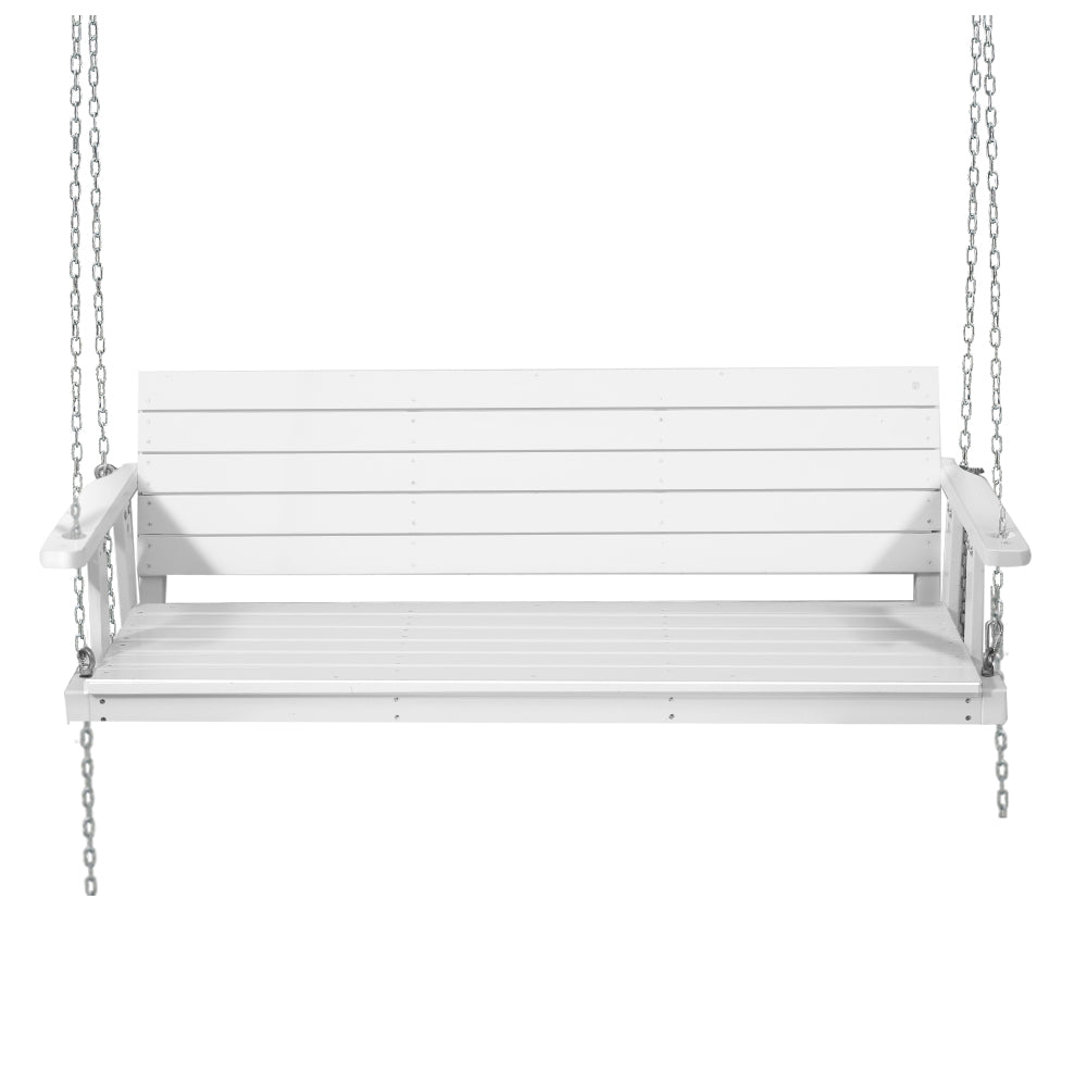Harlow 3 Seater Porch Swing Chair with Chain Bench Wooden - White