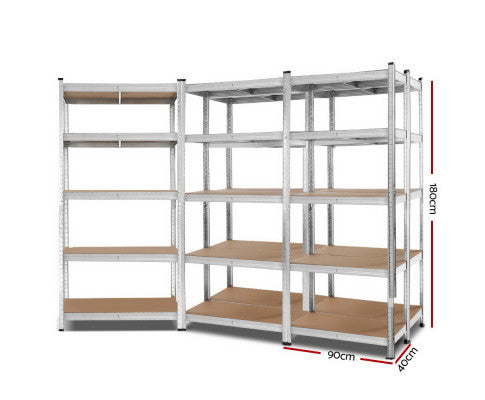 Giantz 5x1.8M Garage Shelving Warehouse Rack Pallet Racking Storage Shelf Silver