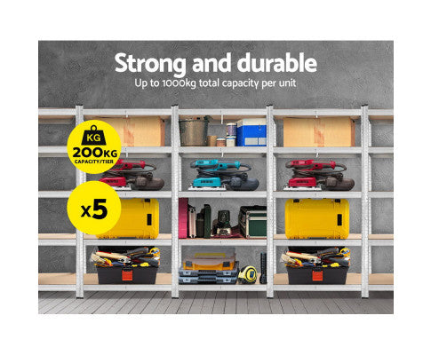 Giantz 5x1.8M Garage Shelving Warehouse Rack Pallet Racking Storage Shelf Silver
