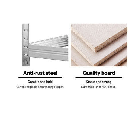 Giantz 5x1.8M Garage Shelving Warehouse Rack Pallet Racking Storage Shelf Silver