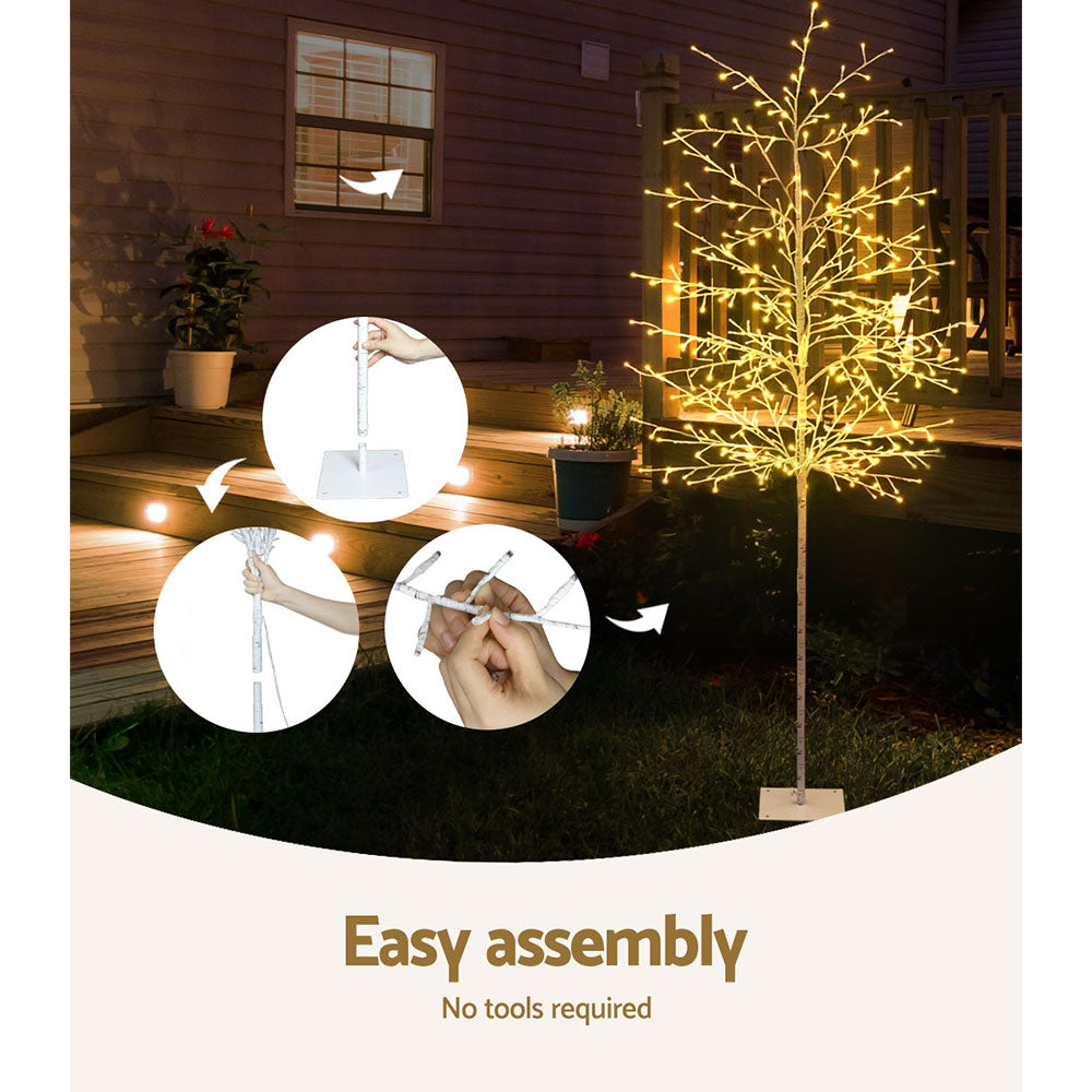 7ft 2.1m 480 LED Solar Christmas Tree Twigs Lights Xmas Tree - Warm White
