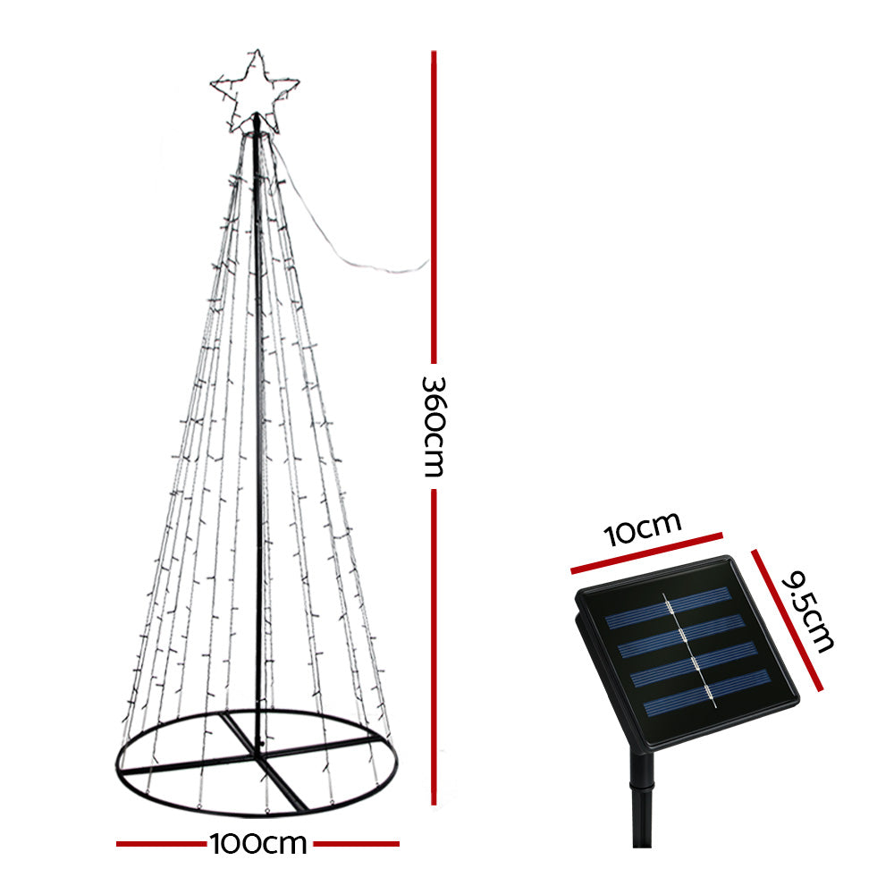 12 ft 3.6m 400 LED Solar Christmas Tree Xmas Tree Decor 8 Light Modes - Multi Colour