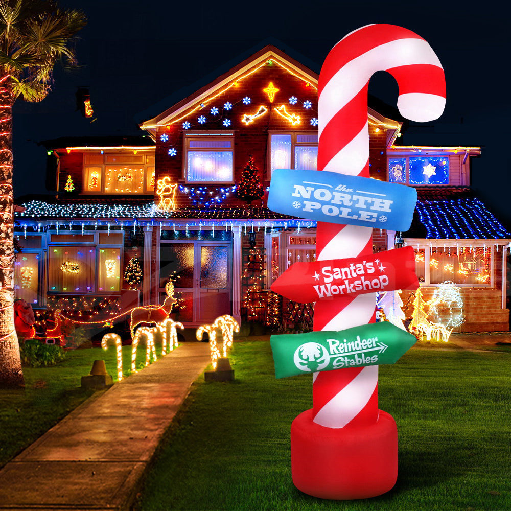 Candy Pole Christmas Inflatable Illuminated Xmas Decorations - 2.4M