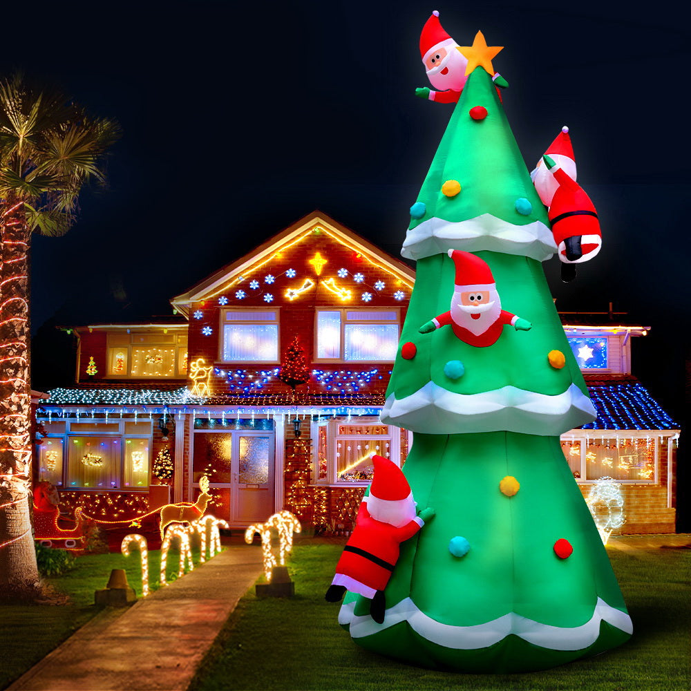 Santa Tree Christmas Inflatable Illuminated Xmas Decorations - 5M