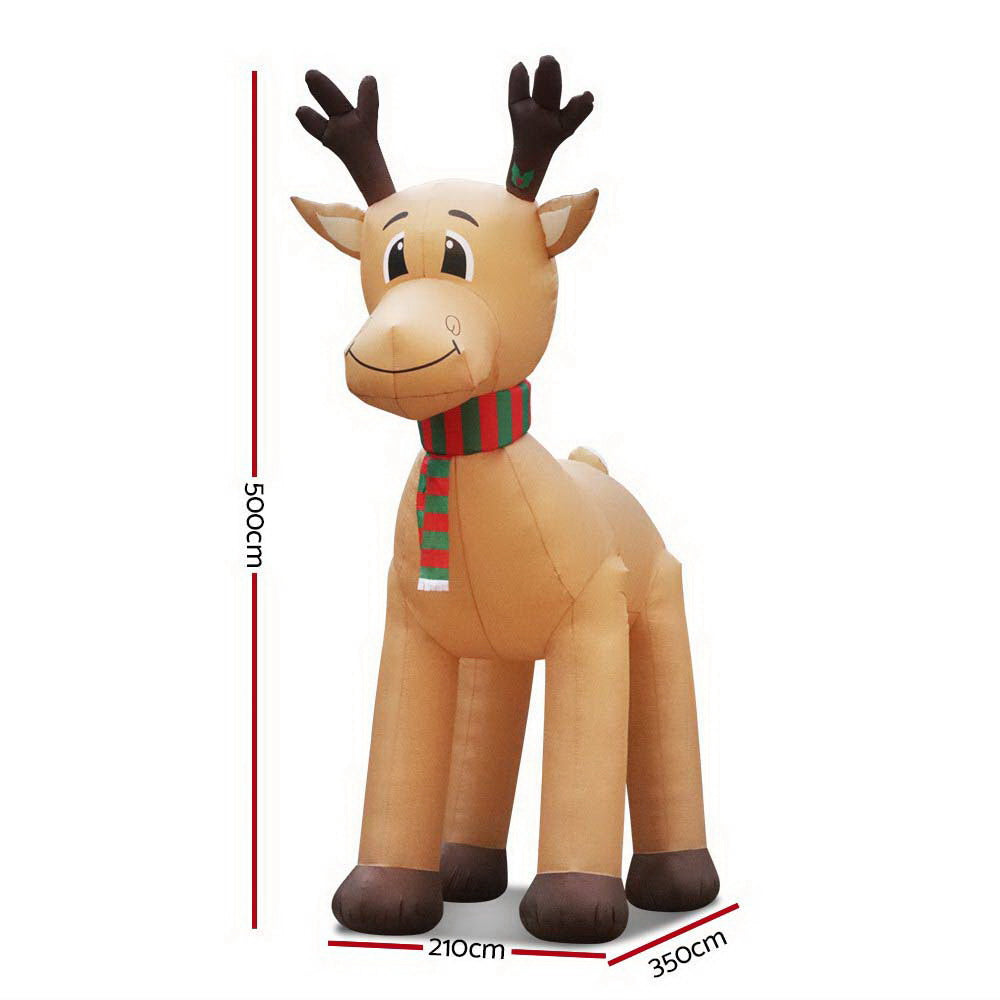 Reindeer Christmas Inflatable Illuminated Xmas Decorations - 5M