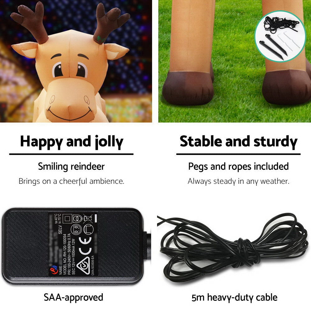 Reindeer Christmas Inflatable Illuminated Xmas Decorations - 5M