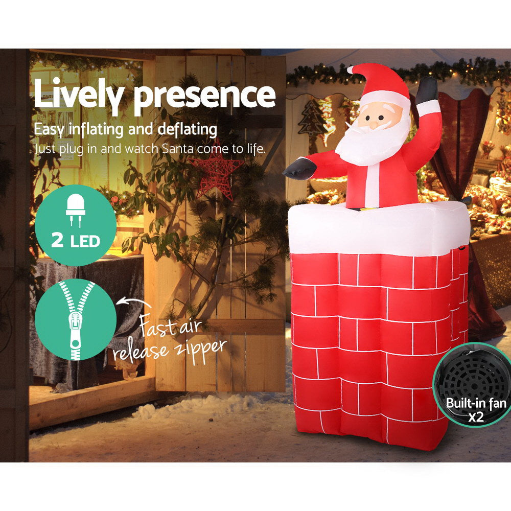 Santa Pop-Up Christmas Inflatable Illuminated Xmas Decorations - 1.8M