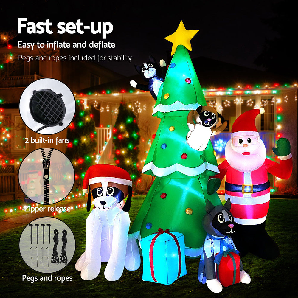 Santa Tree Christmas Inflatable Illuminated Xmas Decorations - 3M