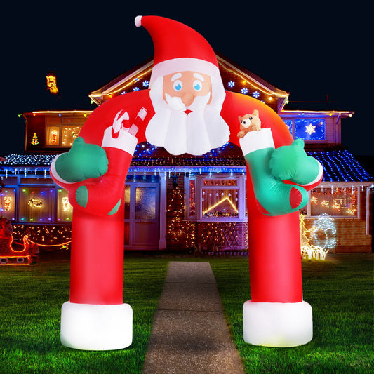 Santa Archway Christmas Inflatable Outdoor Decorations Xmas Lights - 2.3M