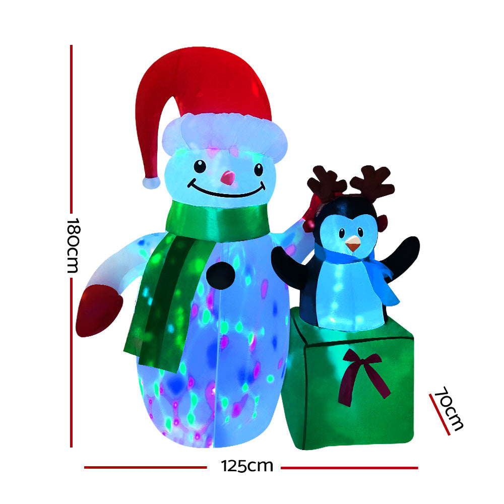 Snowman Christmas Inflatable Illuminated Xmas Decorations - 1.8M