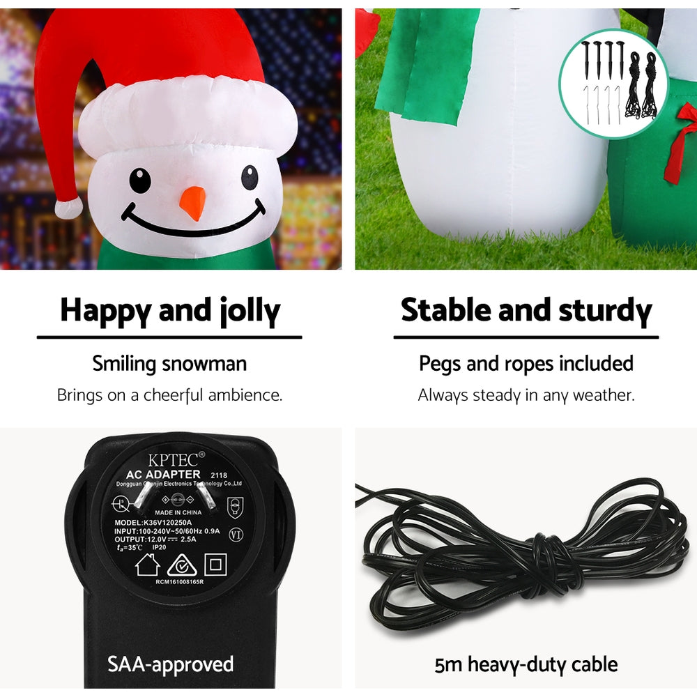 Snowman Christmas Inflatable Illuminated Xmas Decorations - 1.8M