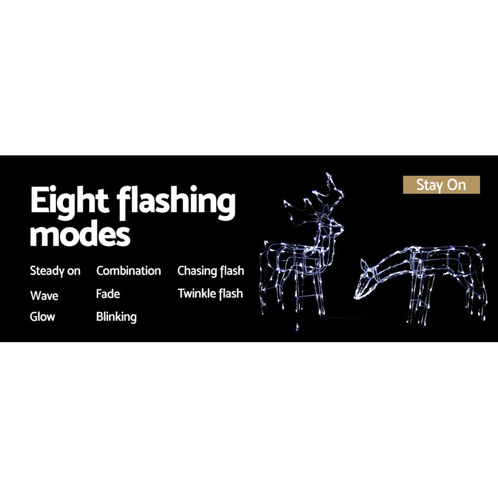 Christmas Lights 2 Pcs Reindeers 200 LED Decorations