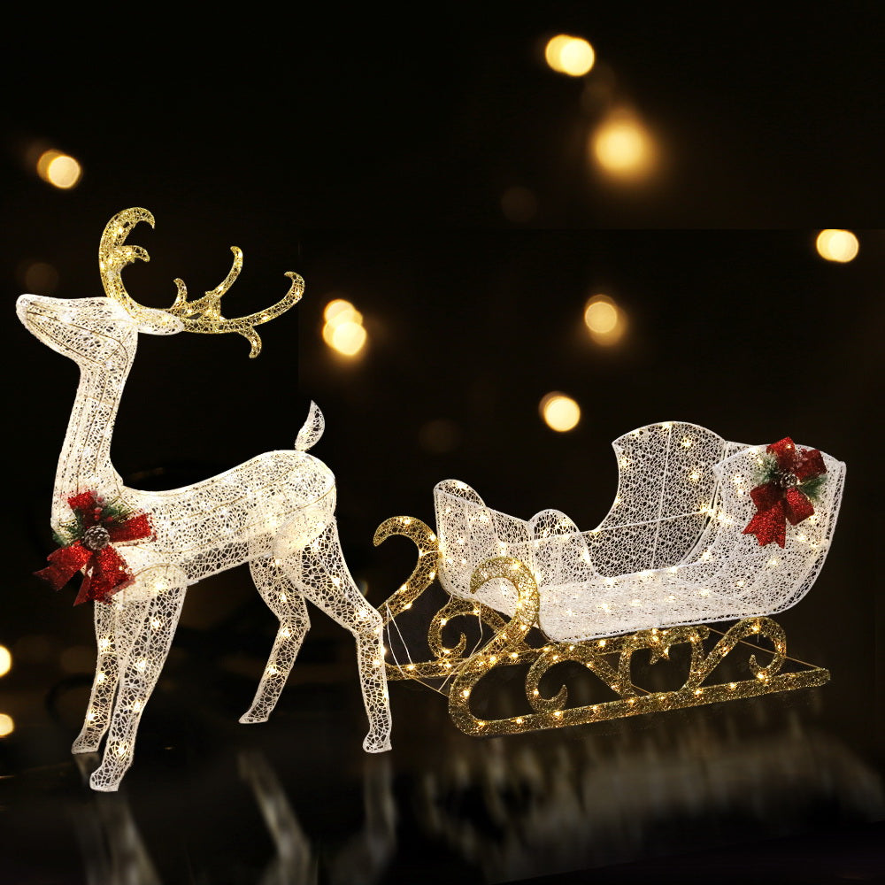 Christmas Lights Reindeer Sleigh215 LED Decorations