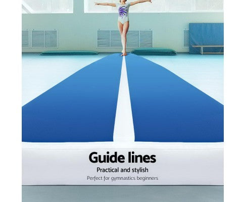 5m x 1m Inflatable Air Track Mat 20cm Thick Gymnastic Tumbling Blue And White