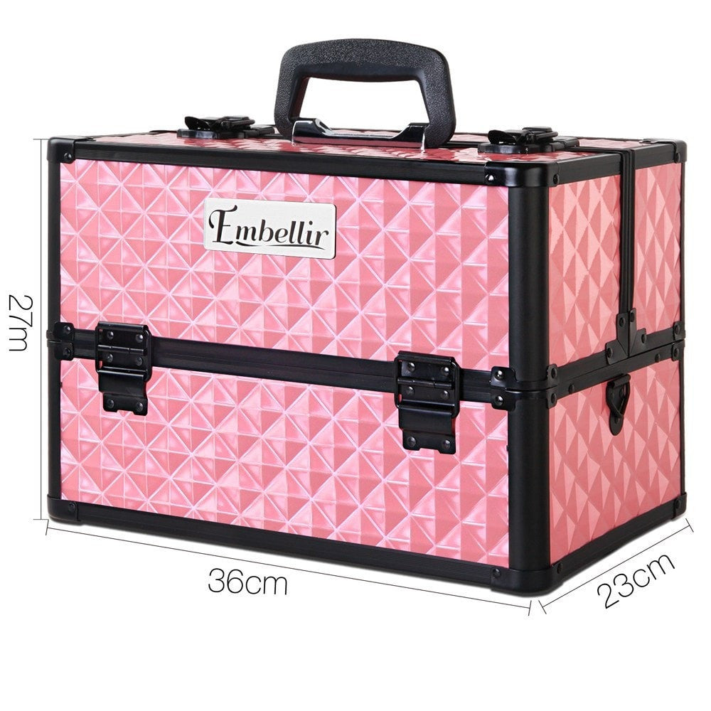 Portable Cosmetic Beauty Makeup Case - Diamond Pink