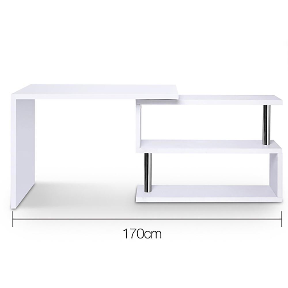 Artiss Computer Desk L-Shape Bookshelf White