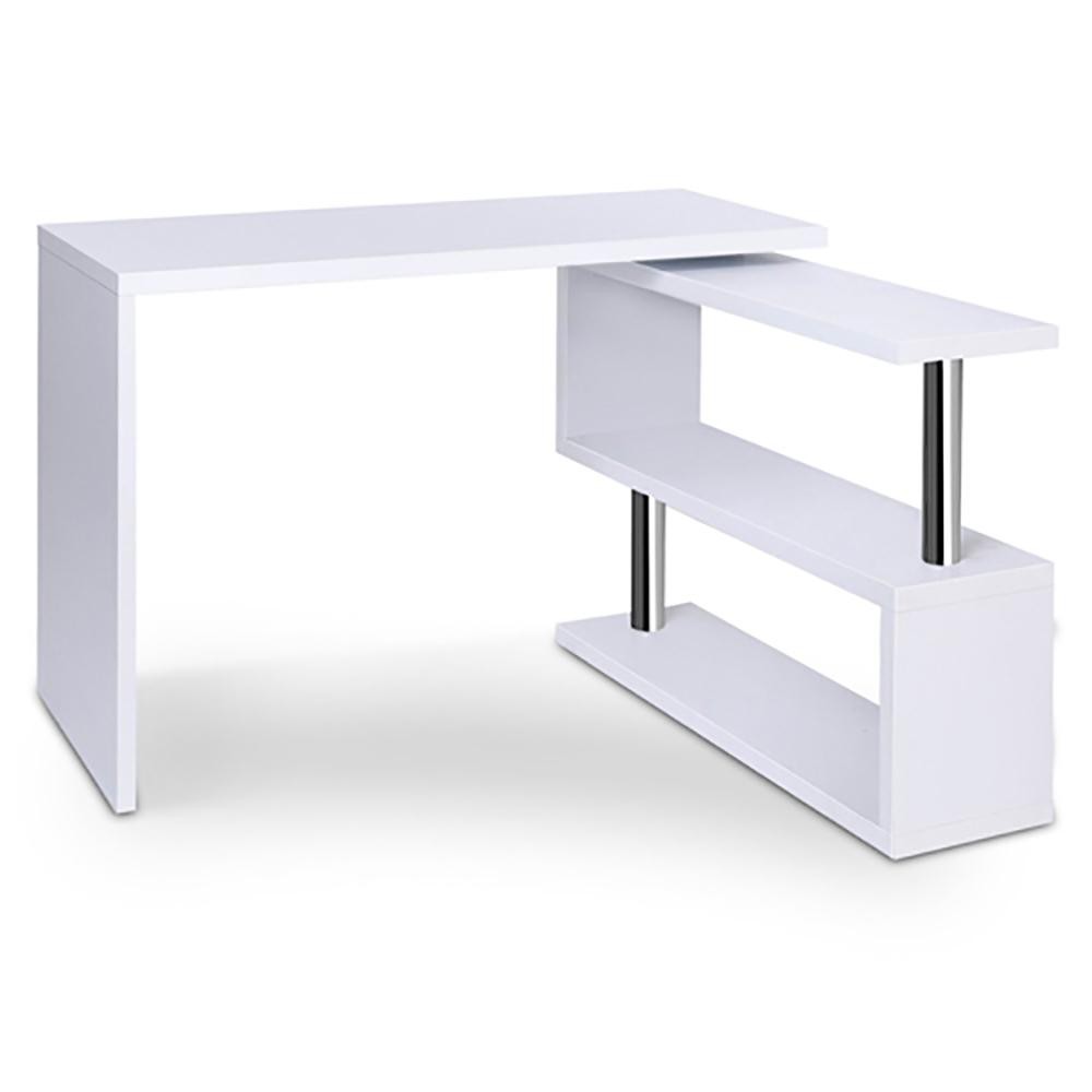 Artiss Computer Desk L-Shape Bookshelf White