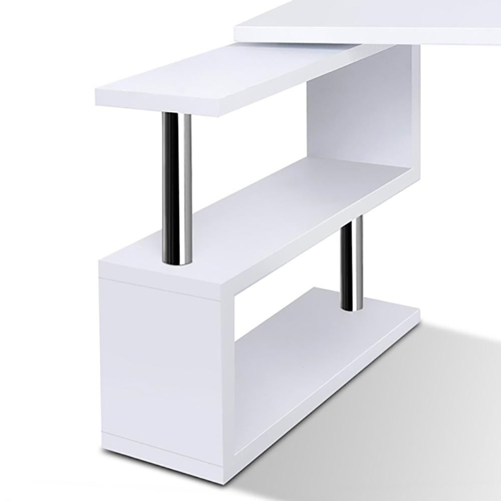 Artiss Computer Desk L-Shape Bookshelf White