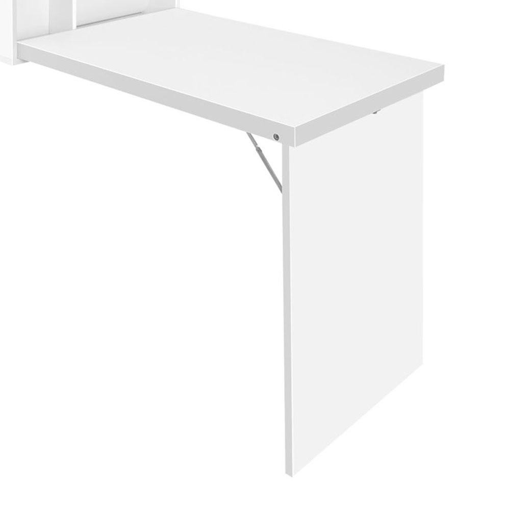 Foldable Desk with Bookshelf - White