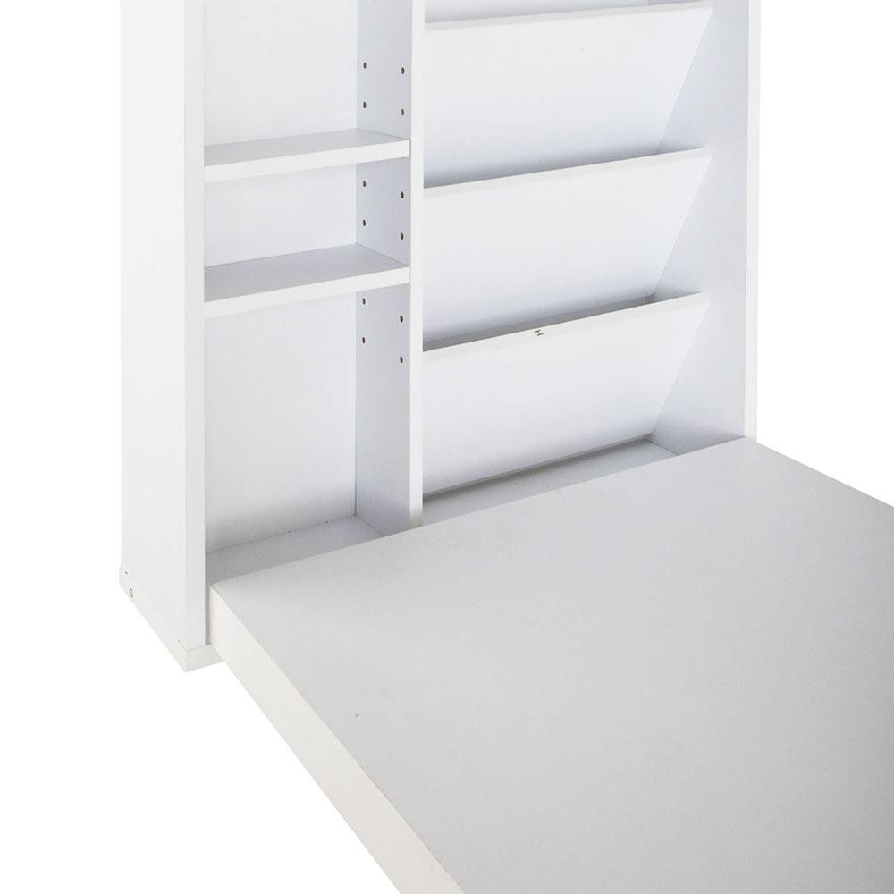 Foldable Desk with Bookshelf - White