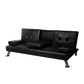Marny 3 Seater Adjustable Sofa Bed Lounge Futon Couch Leather Beds Cup Holder Recliner - Black