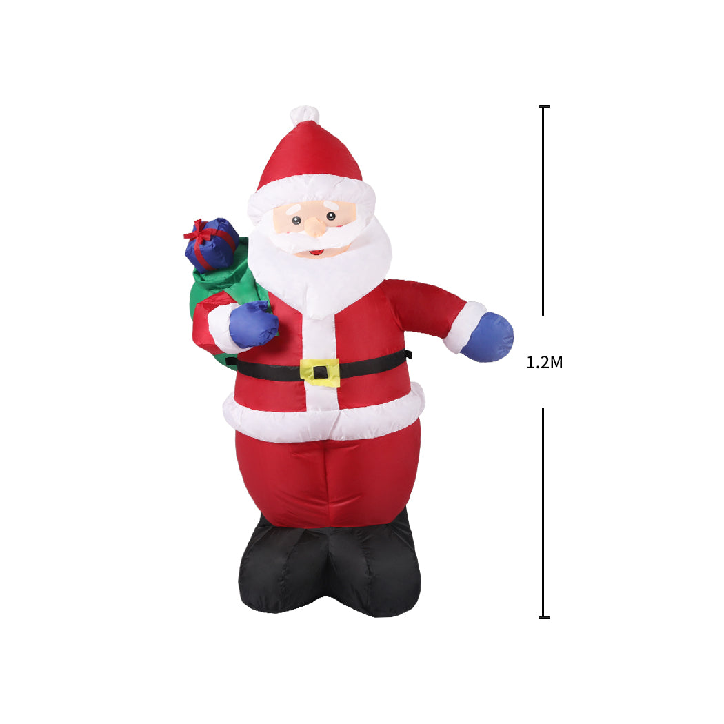 Sack Santa 1.2M Christmas Inflatable Decor LED Lights Xmas Party