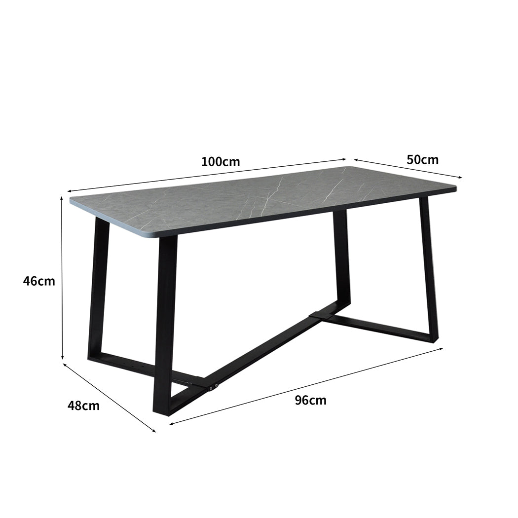 Ilios Coffee Table Storage Dining Industrial Steel Legs - Black