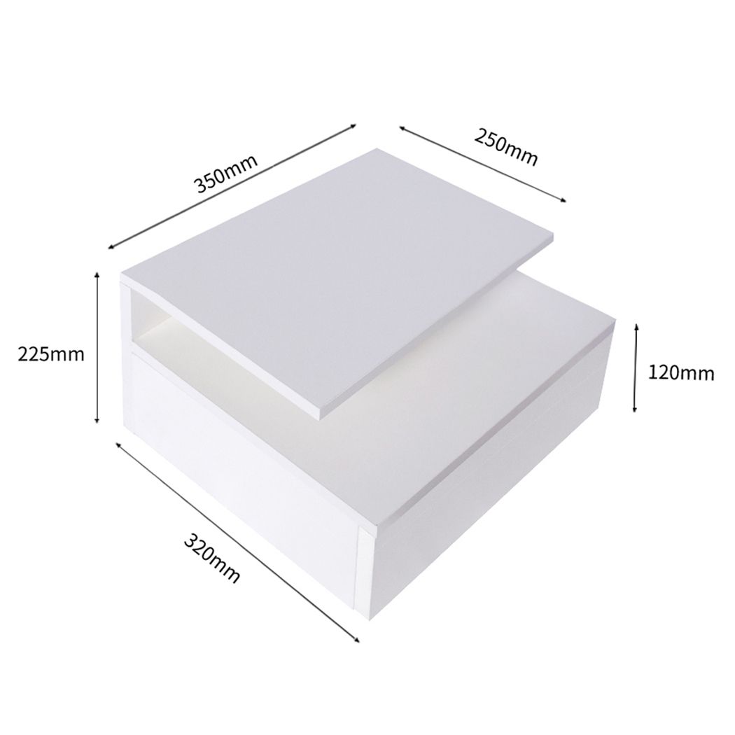Set of 2 Digby LED Bedside Tables LED Wall Mounted Cabinet Side Table Floating Nightstand X2 - White