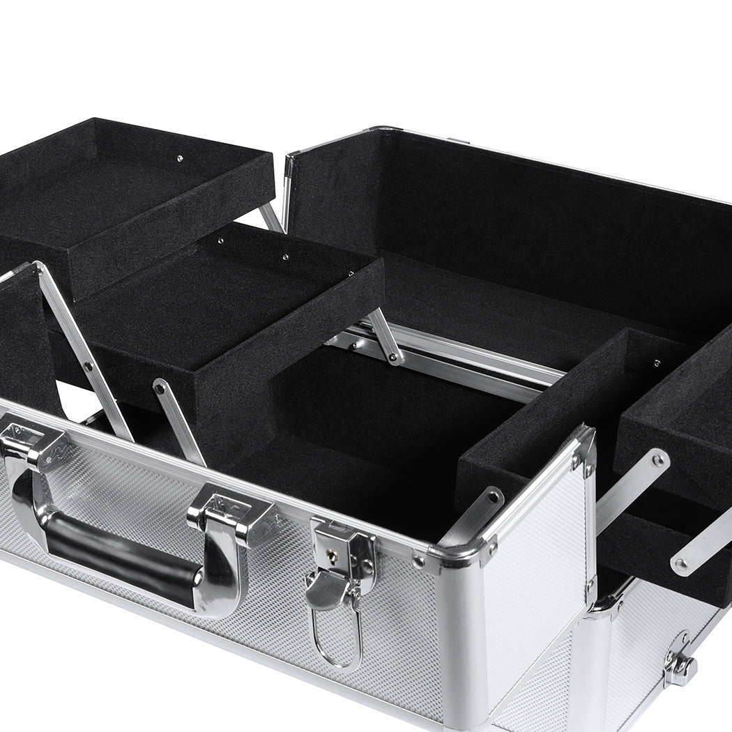 Makeup Case Professional Makeup Organiser 7 In 1 Trolley Silver