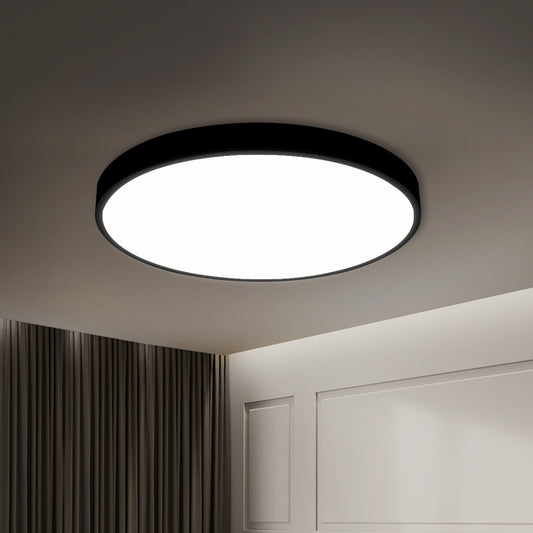 3-Colour Ultra-Thin 5cm Led Ceiling Light Modern Surface Mount 60W - Black