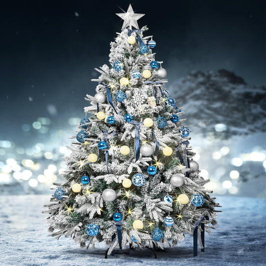 4ft 1.2m 300 Tips Christmas Tree Fairy Lights Snow Flocked Xmas Ornaments Decor