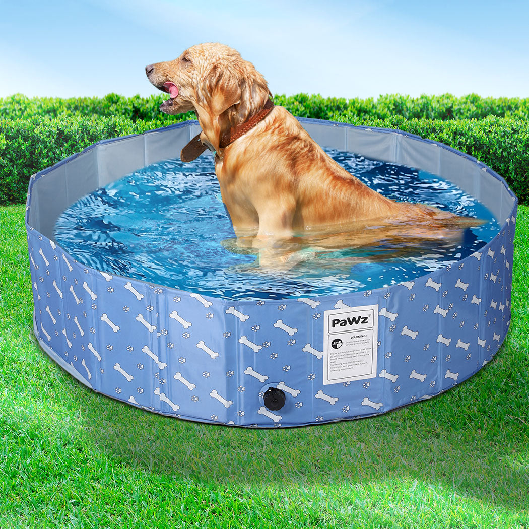 Portable Pet Swimming Pool Kids Dog Cat Washing Bathtub Outdoor Bathing Blue M - Blue Medium