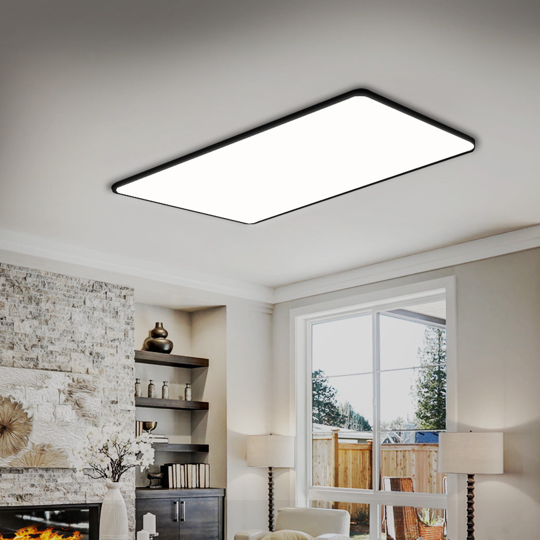 3-Colour Ultra-Thin 5cm Led Ceiling Light Modern Surface Mount 90W - Black