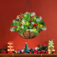 Christmas Hanging Basket Ornaments LED Lights Home Garden Decor 30cm