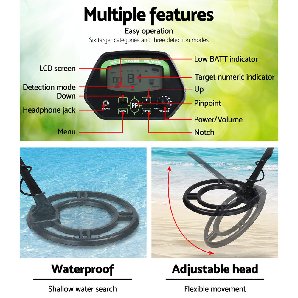 250cm LCD Screen Metal Detector with Headphones - Black