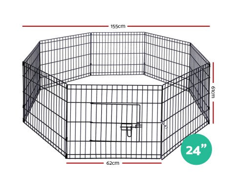 Pet Dog Playpen 24" 8 Panel Puppy Exercise Cage Enclosure Fence