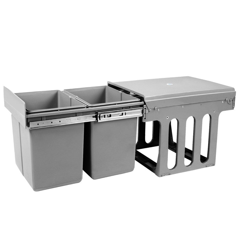 Dual Side Pull Out Rubbish Waste Basket 2 x 15L