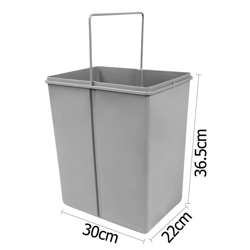 Pull Out Bin Kitchen Double Basket 2X20L Grey