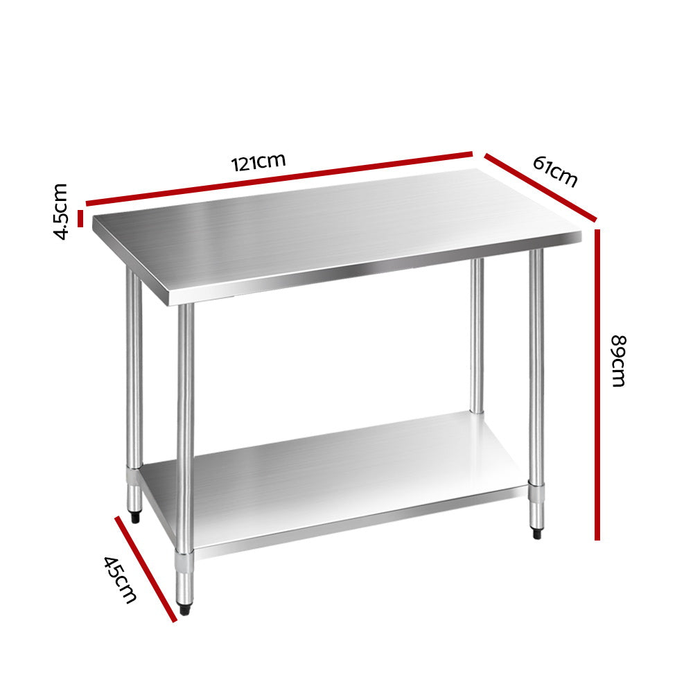 1219x610mm Commercial Stainless Steel Kitchen Bench