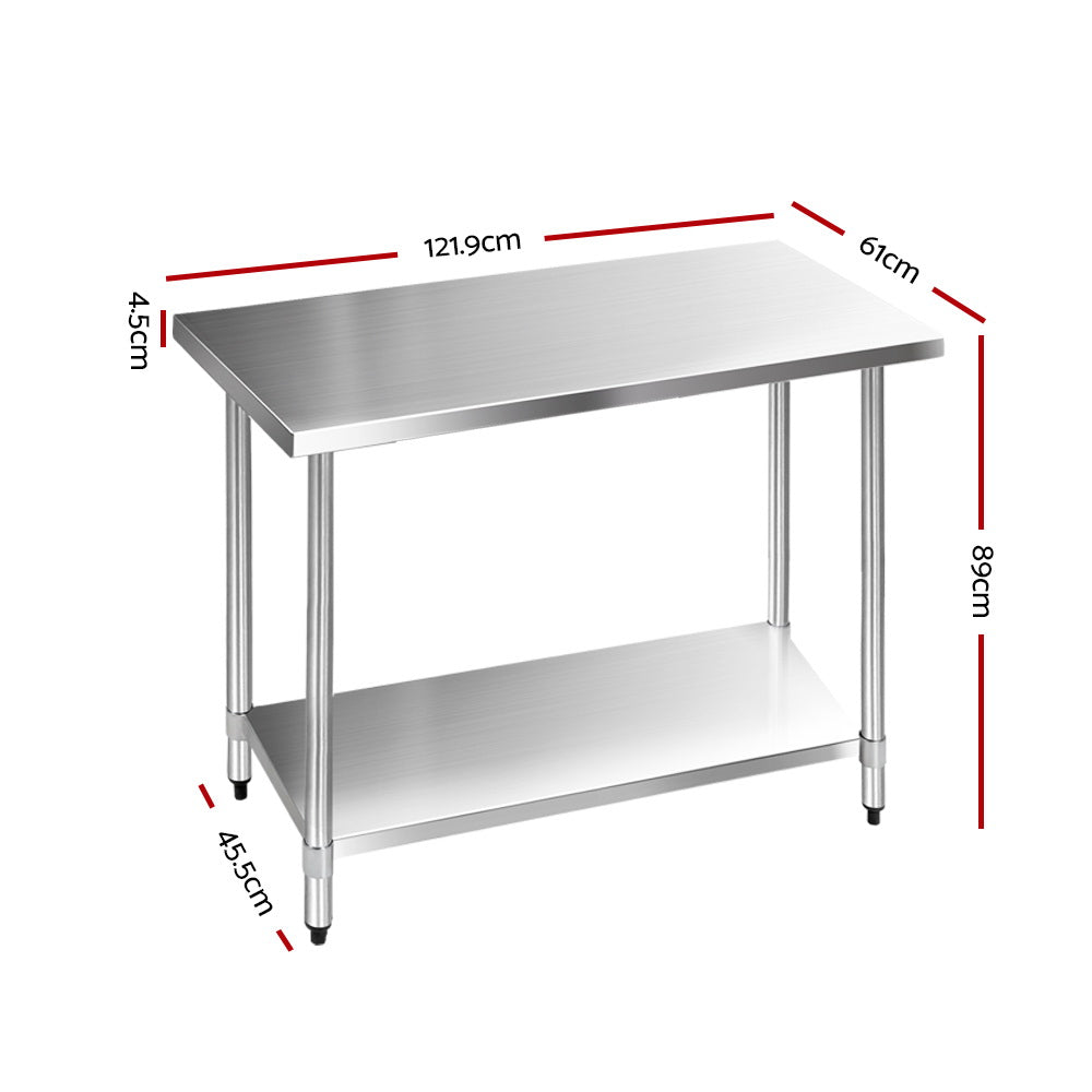 610x1219mm Commercial Stainless Steel Kitchen Bench