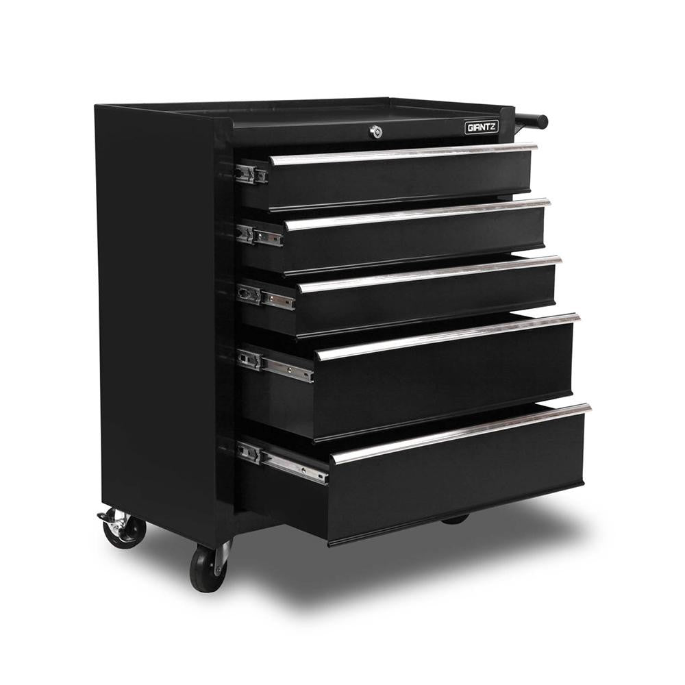 5 Drawer Mechanic Tool Box Cabinet Storage Trolley - Black