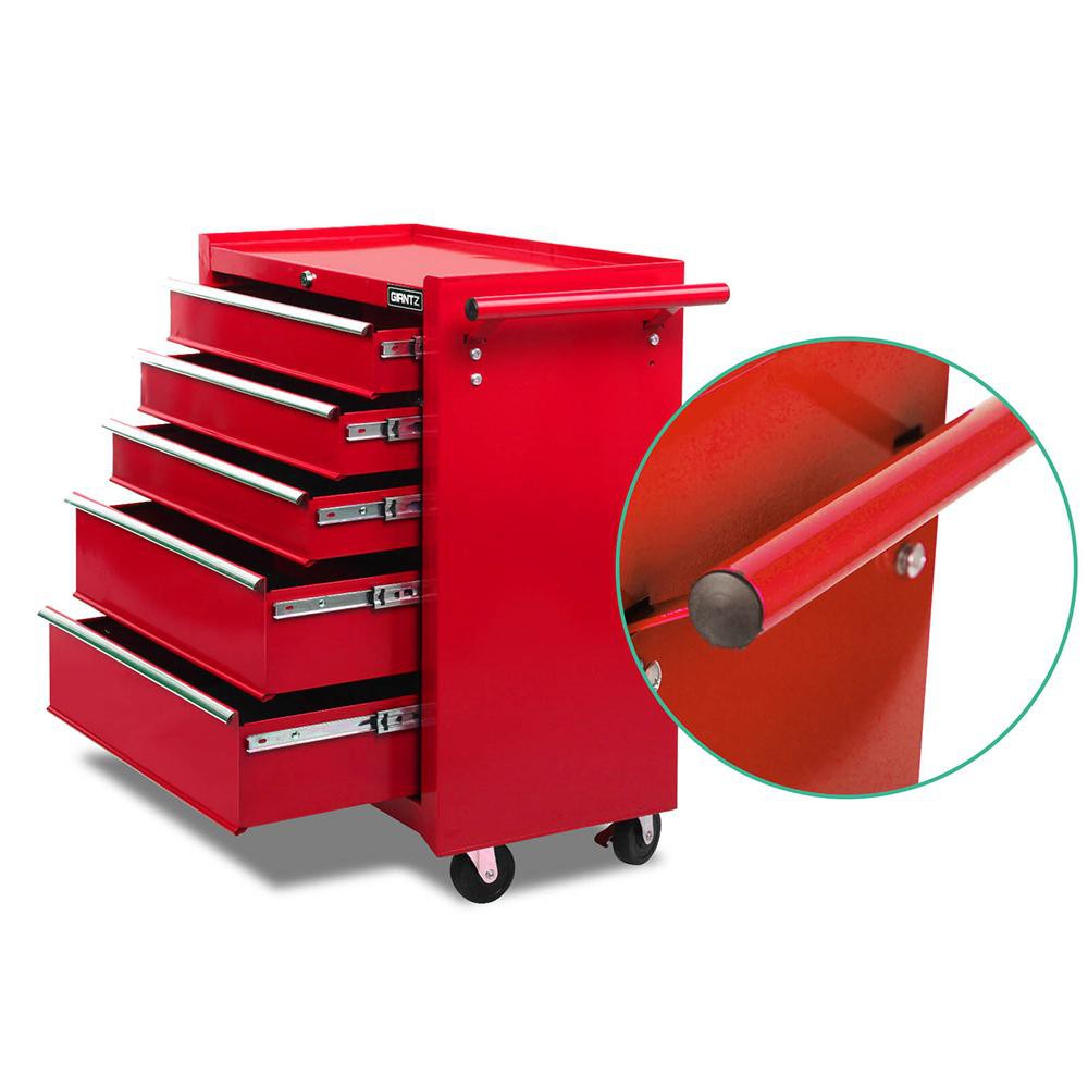 5 Drawer Mechanic Tool Box Cabinet Storage Trolley - Red
