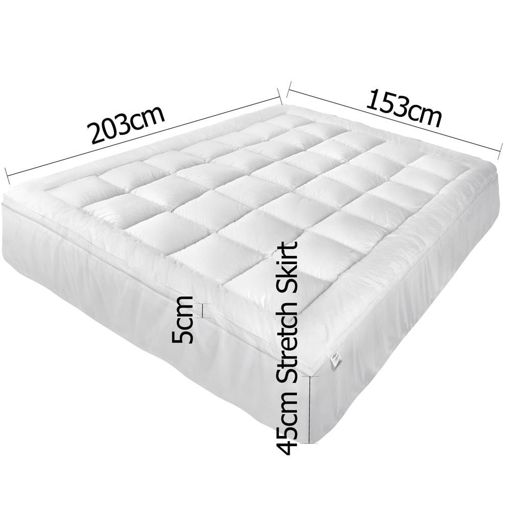 Queen Giselle Mattress Topper Pillowtop 1000GSM Microfibre Filling Protector