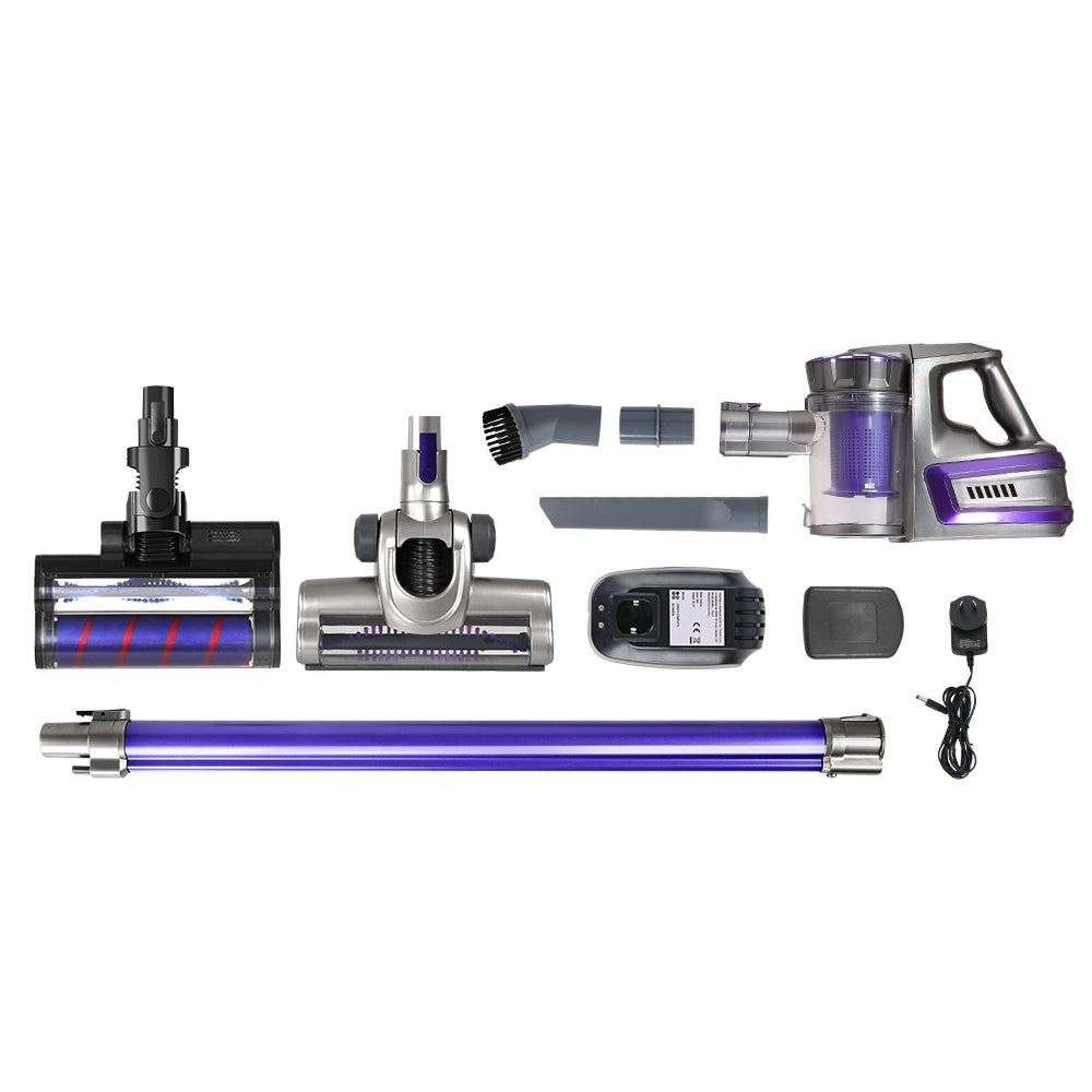 150W Stick Handstick Handheld Cordless Vacuum Cleaner 2-Speed with Headlight Purple