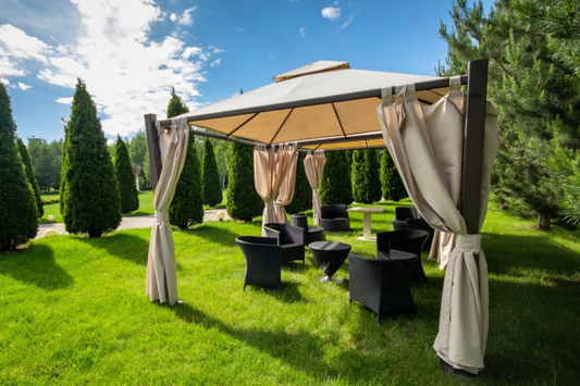 Outdoor Marquee in Garden Shading Outdoor Chairs