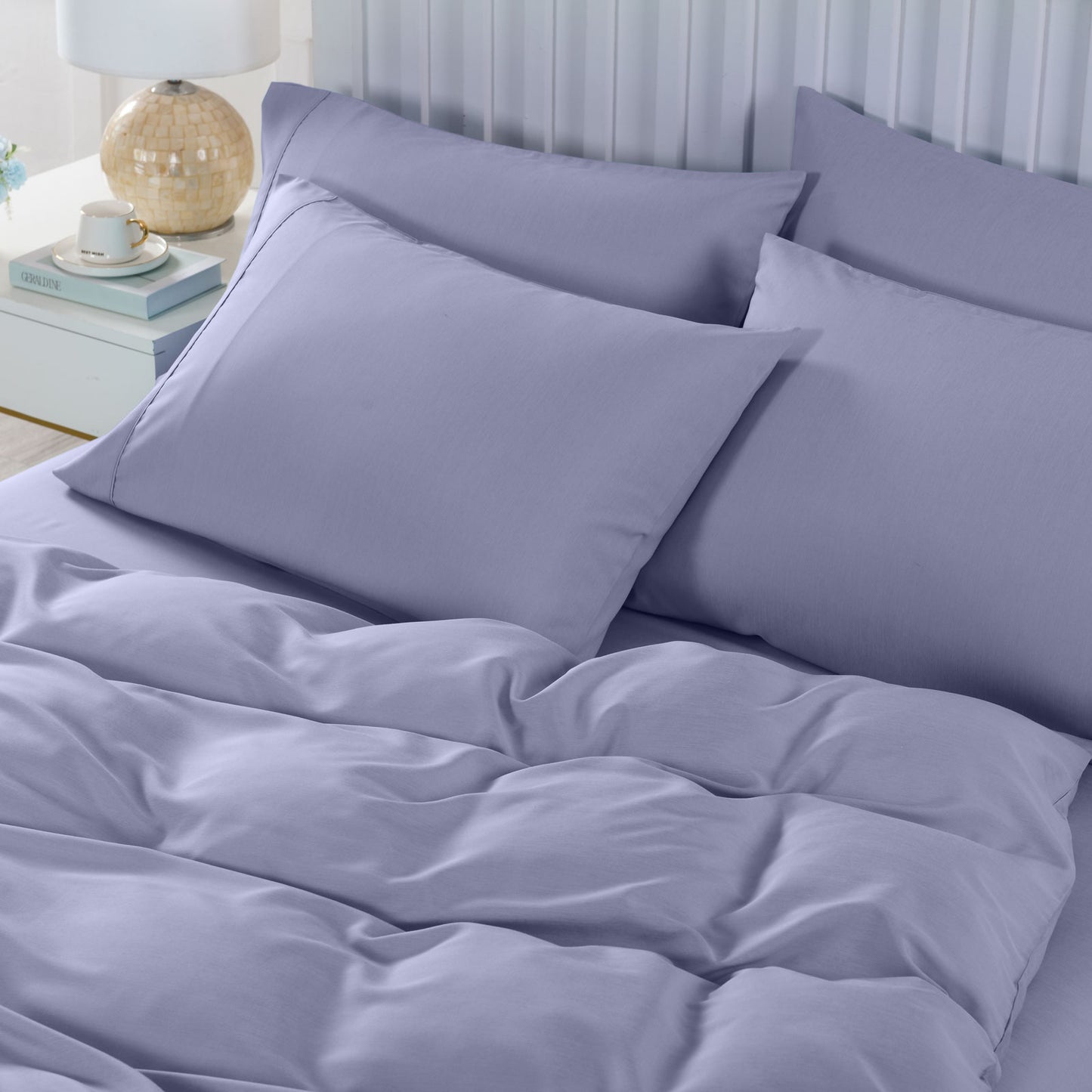 Queen Royal Comfort Bamboo Cooling 2000TC 6-Piece Combo Set - Lilac Grey
